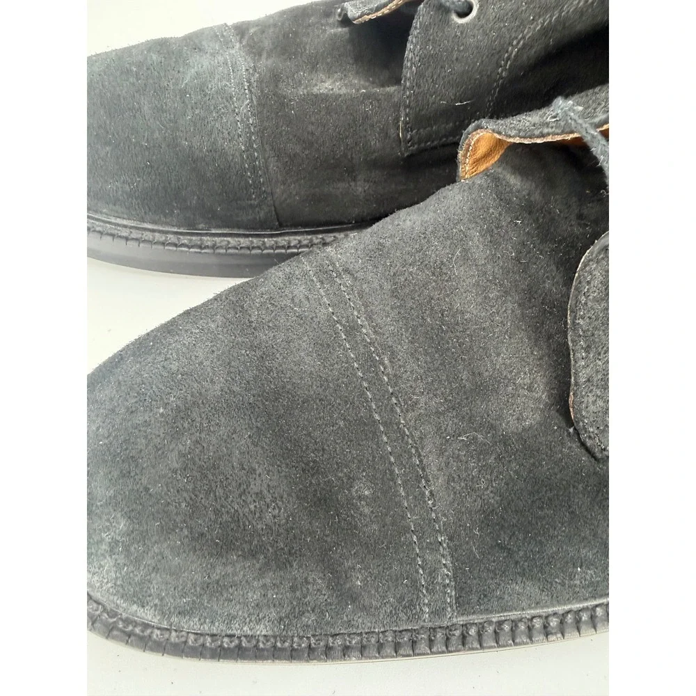 Barneys New York Mens Black Suede Cap Toe Combat Boots Made in Italy Size 12